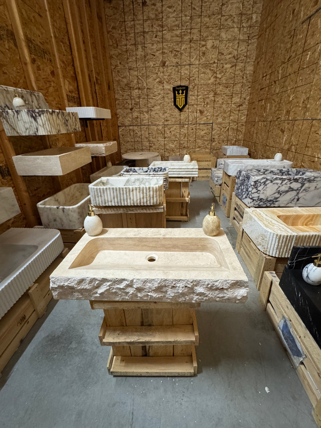 Custom Traverine sink for 30”x15x5.5” Chiseled Edge Stone Washbasin