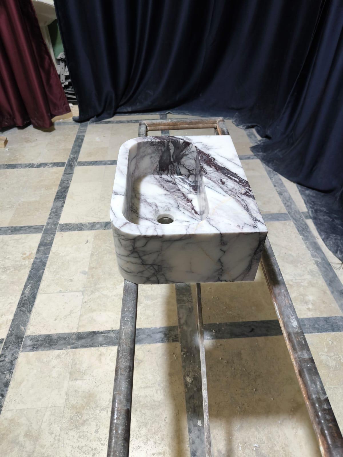 Handmade Lilac Marble Wall Mount Sink: Custom Washbasin