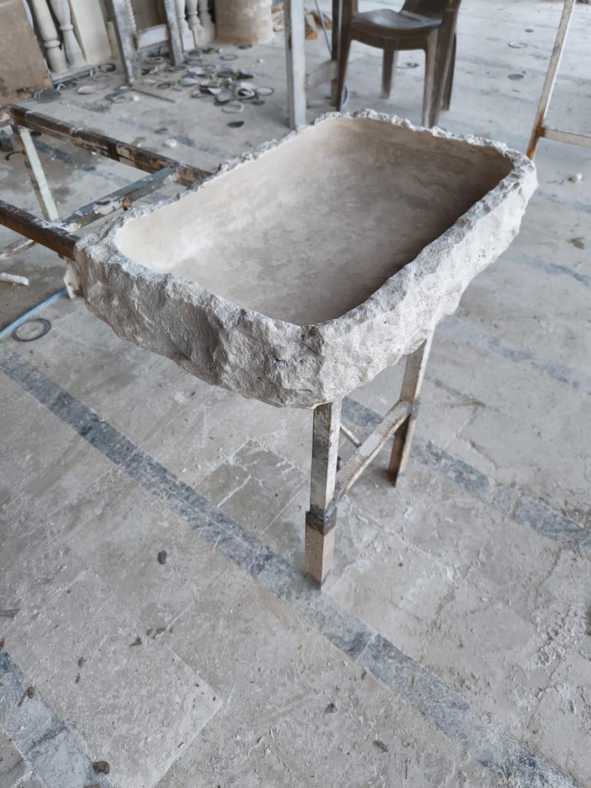 Handcrafted Travertine Marble Wall Sink - Natural Stone Washbasin