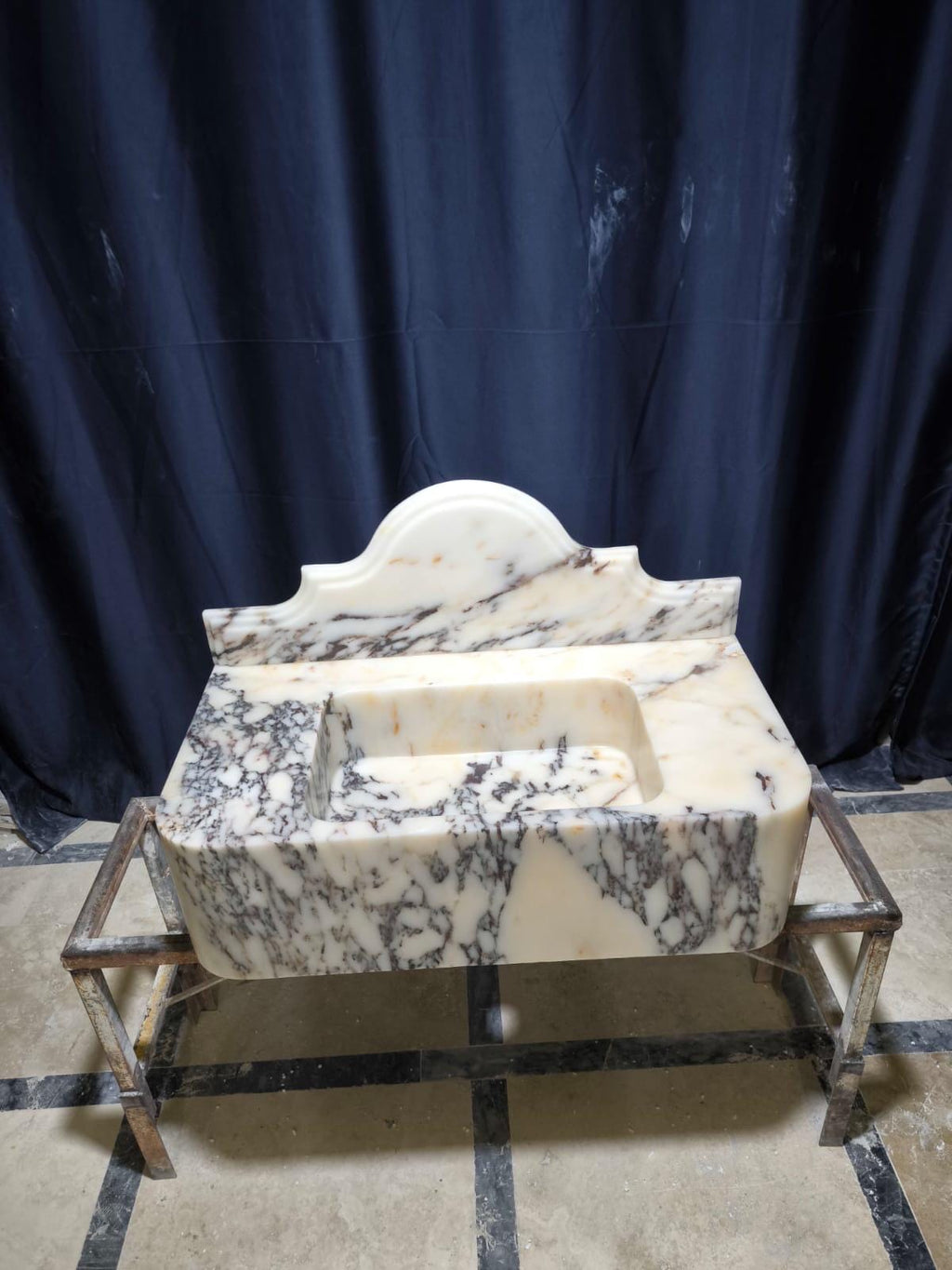 Handcrafted Calacatta Lilac Marble Vessel Sink: Natural Stone Bathroom Sink