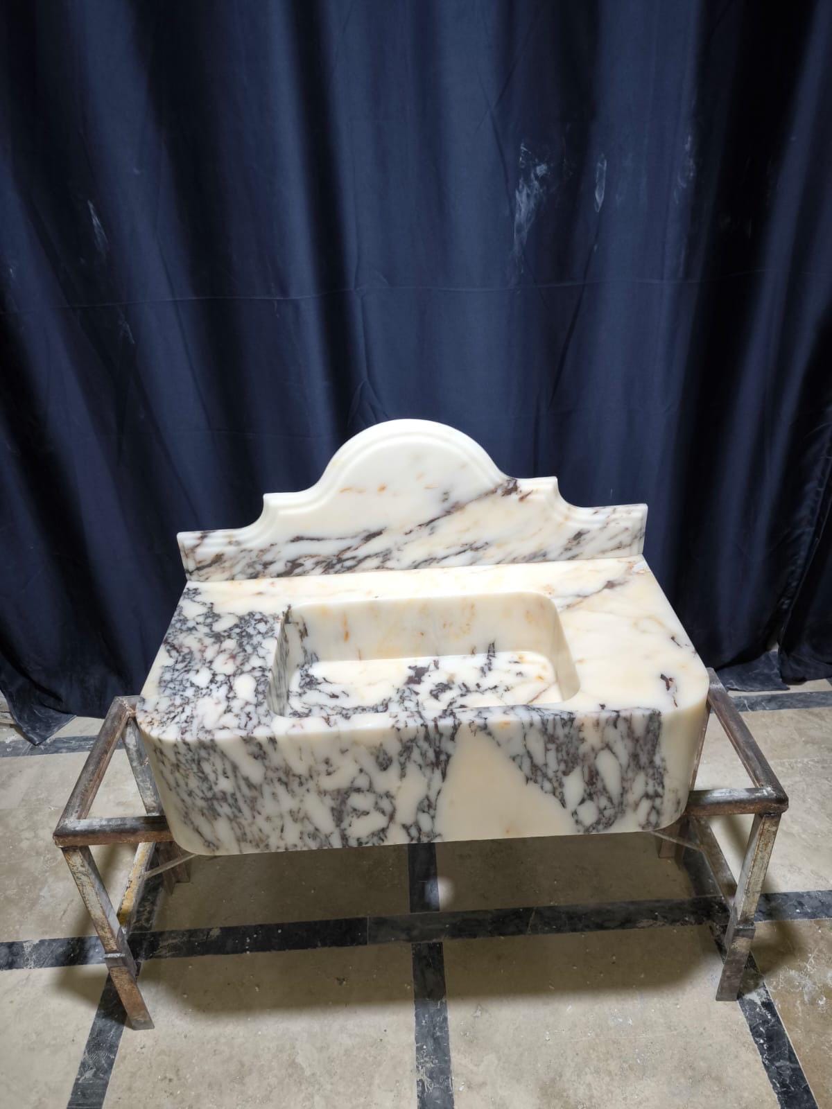 Handcrafted Calacatta Lilac Marble Vessel Sink: Natural Stone Bathroom Sink