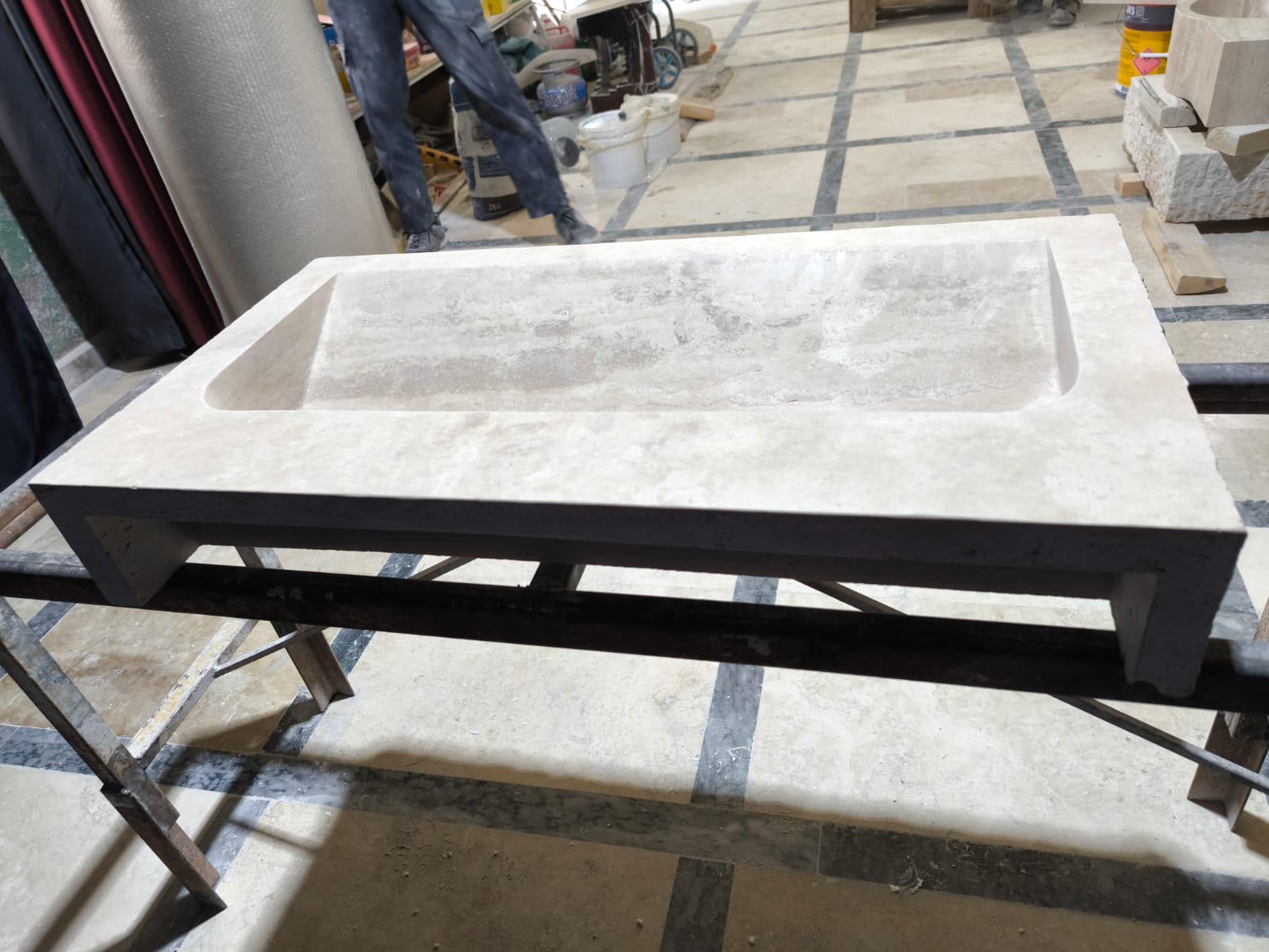 Custom Traverine sink for 30”x15x5.5” Chiseled Edge Stone Washbasin