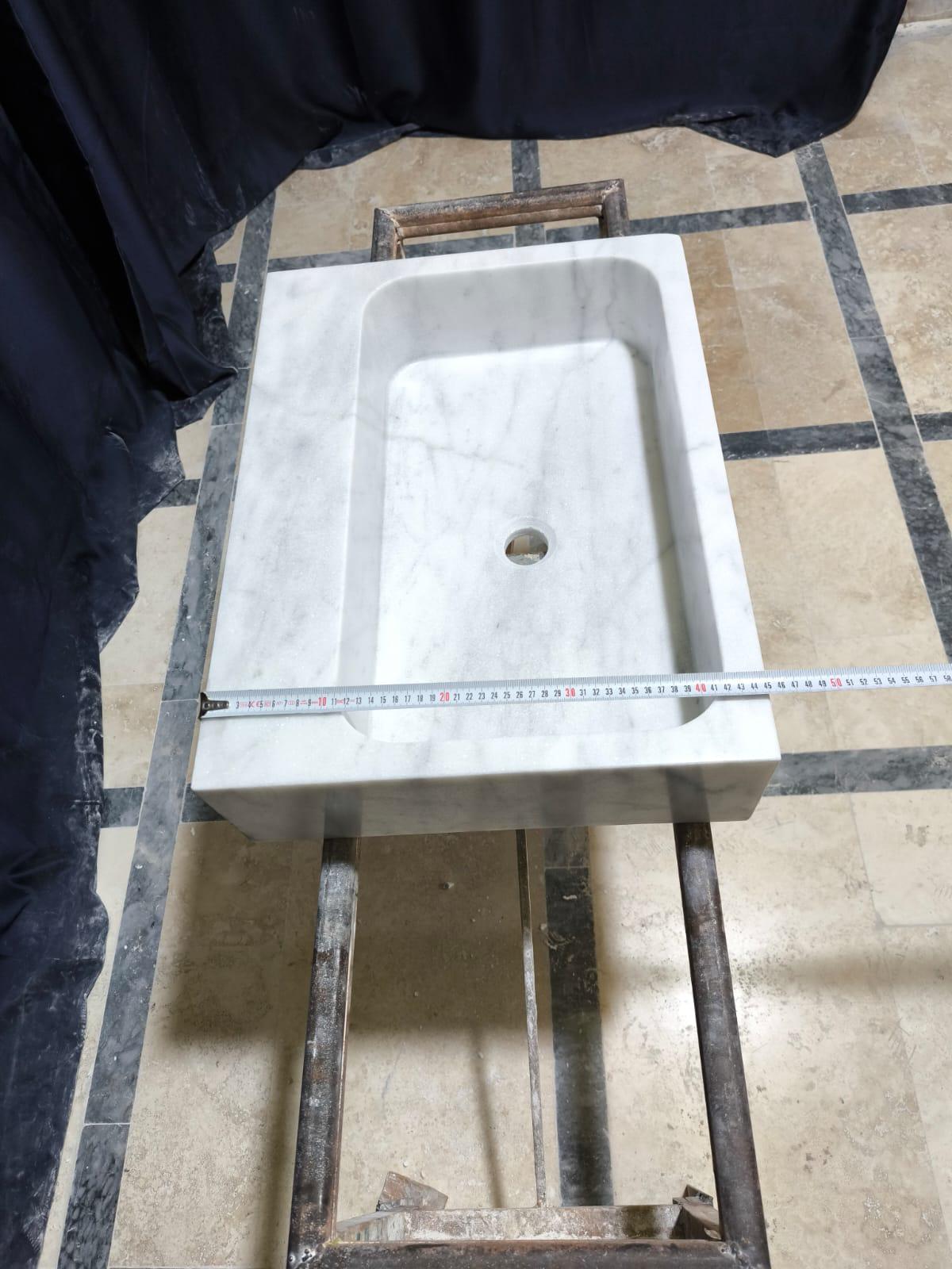 White Carrara Marble Vessel Sink: Natural Stone Washbasin