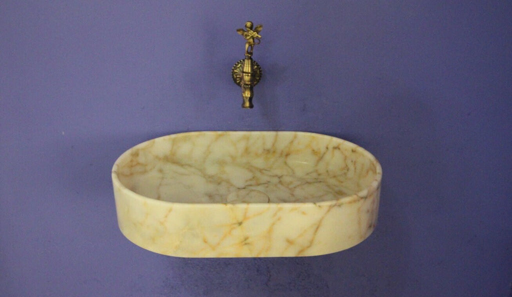 Handcrafted Calacatta Viola Marble Vessel Sink: Rounded Bathroom Basin