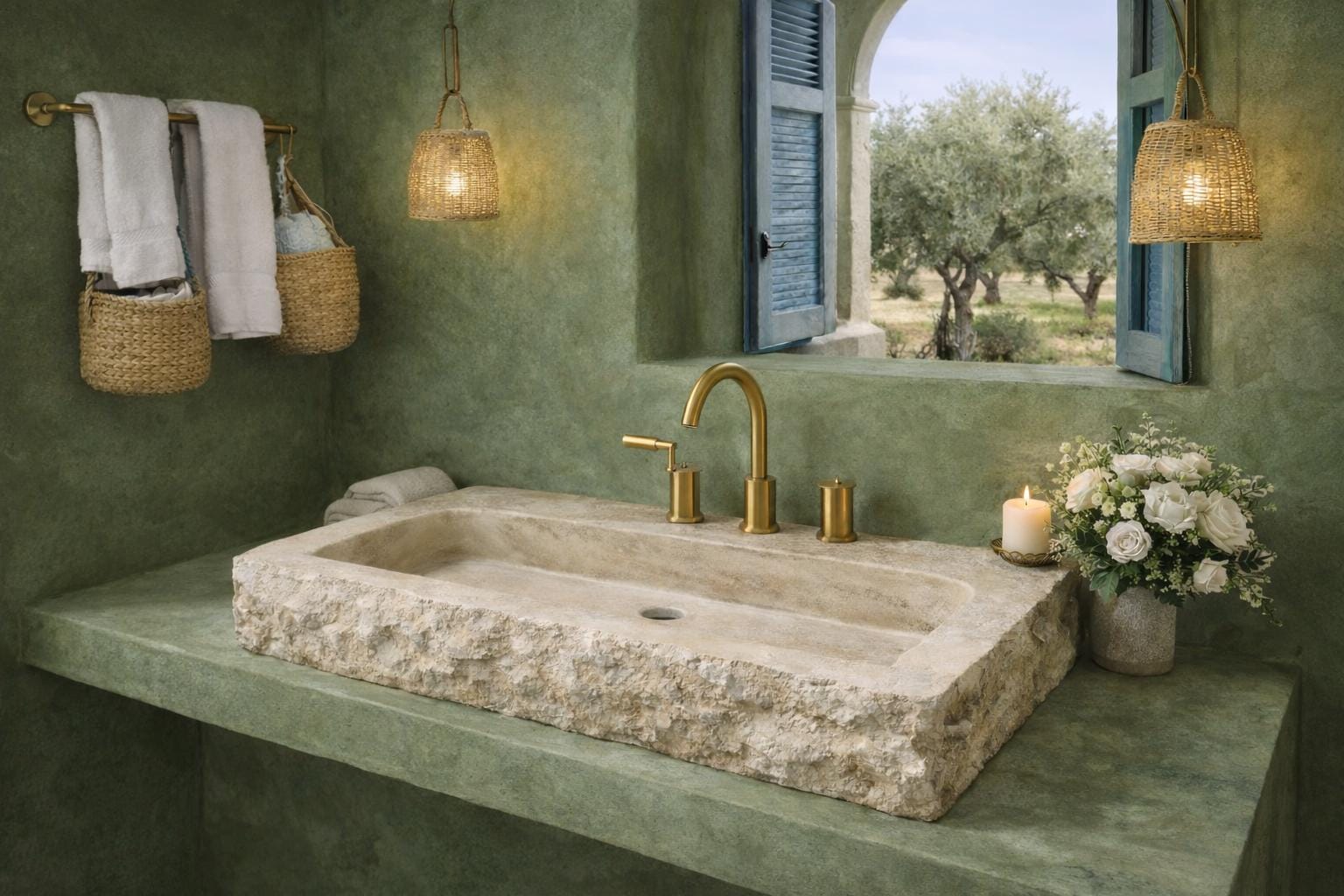 Custom Traverine sink for 30”x15x5.5” Chiseled Edge Stone Washbasin