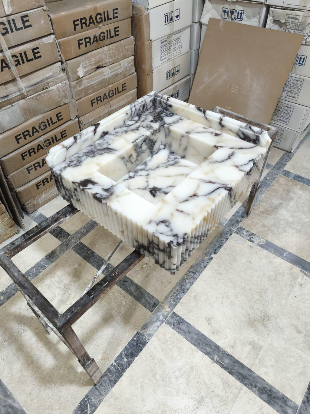 Calacatta Viola Marble Wall Mount Sink: Bathroom Powder Room