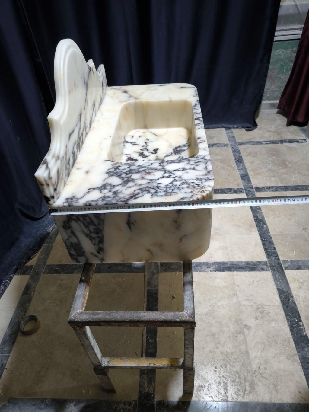 Handcrafted Calacatta Lilac Marble Vessel Sink: Natural Stone Bathroom Sink