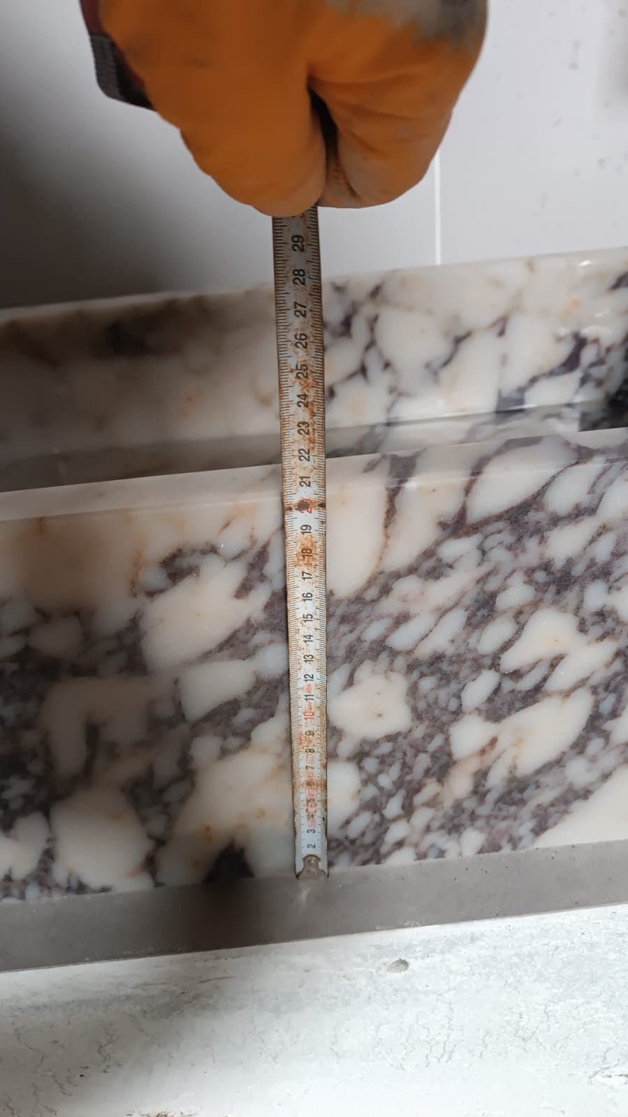 Handcrafted Viola Marble Wall Mounted Sink: Natural Stone Basin