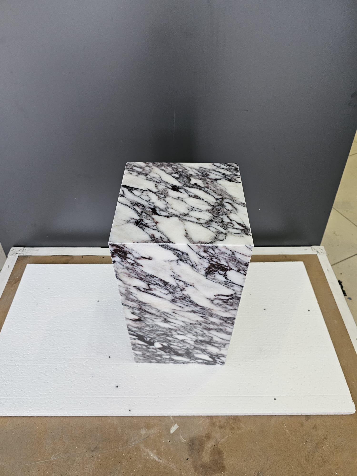Calacatta Viola Marble Plinth Coffee Table: Pedestal Side Table