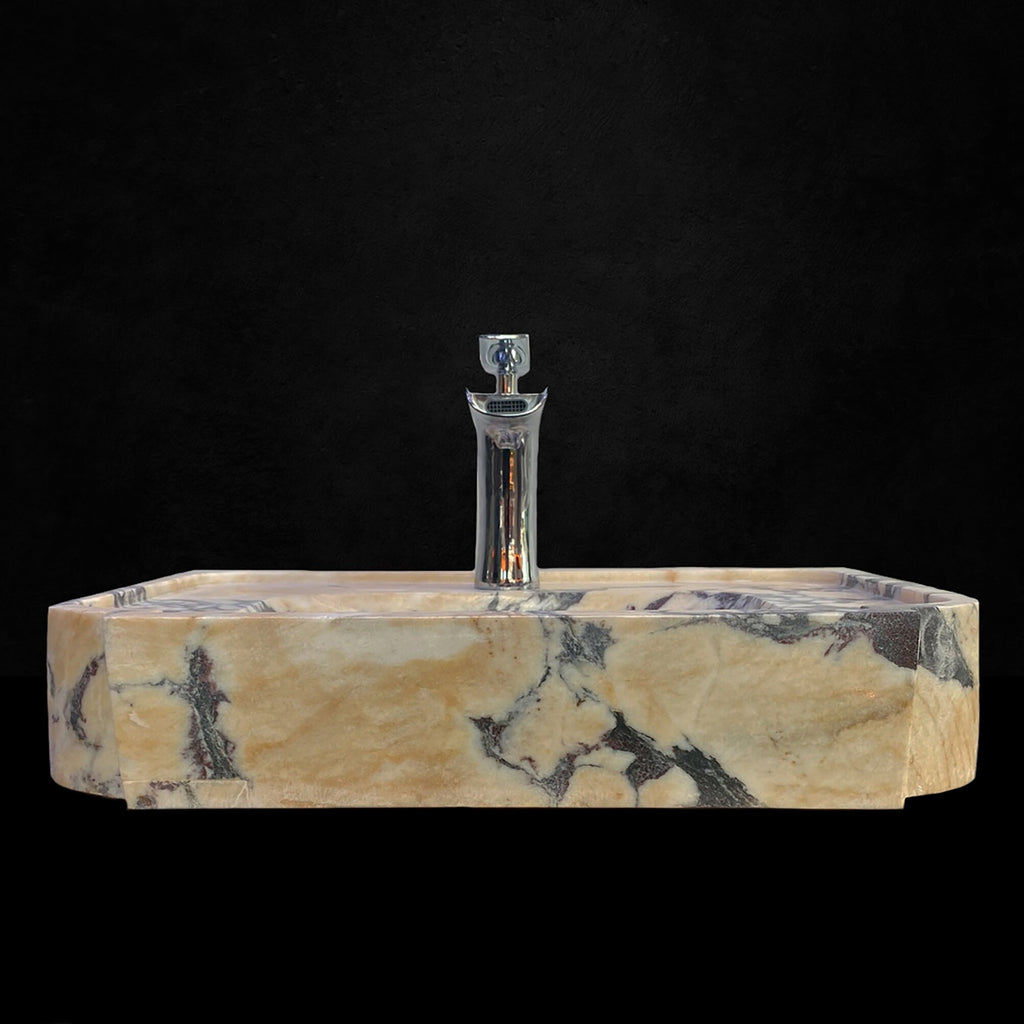 Calacatta Viola Marble Sink: Hand Carved Natural Stone Washbasin