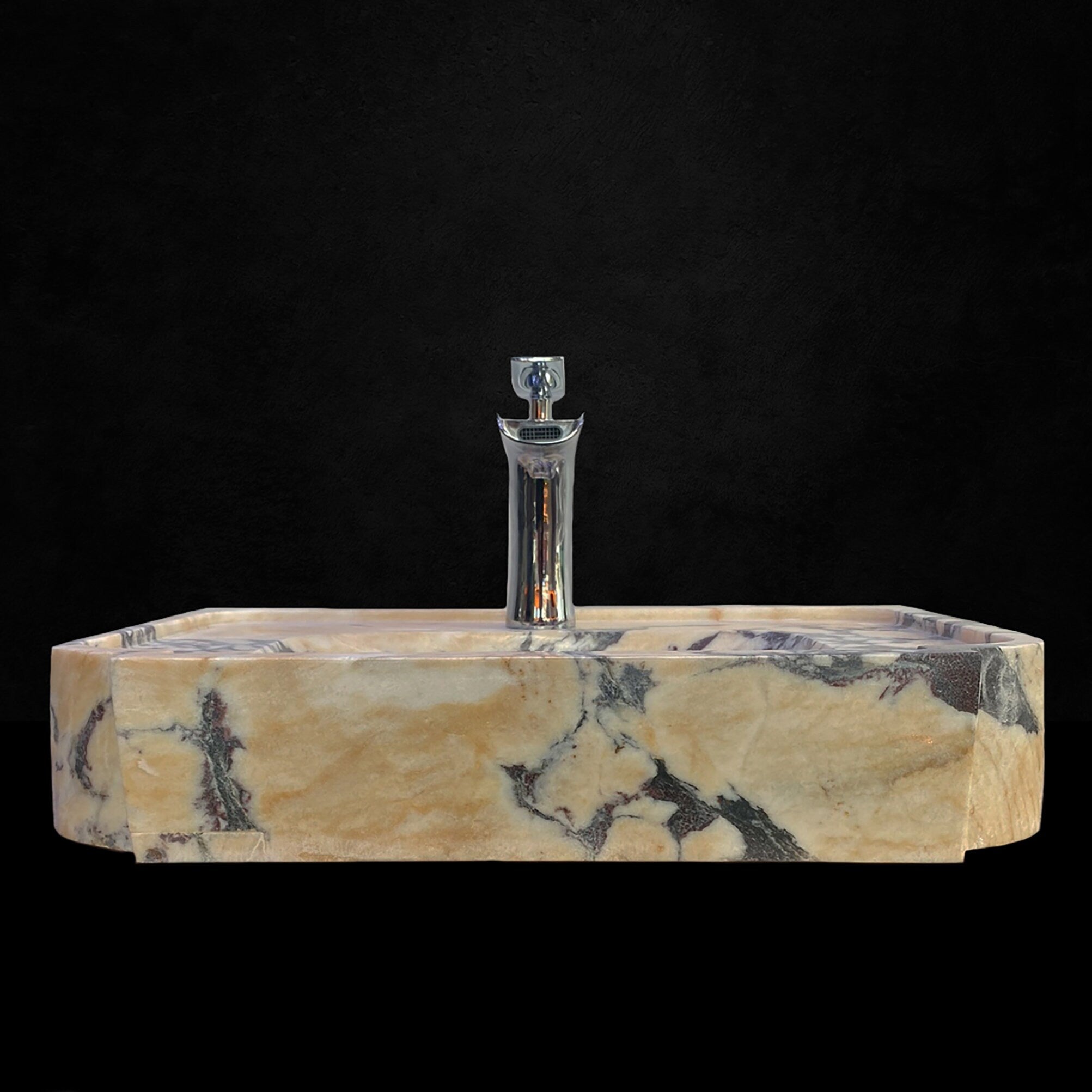 Calacatta Viola Marble Sink: Hand Carved Natural Stone Washbasin