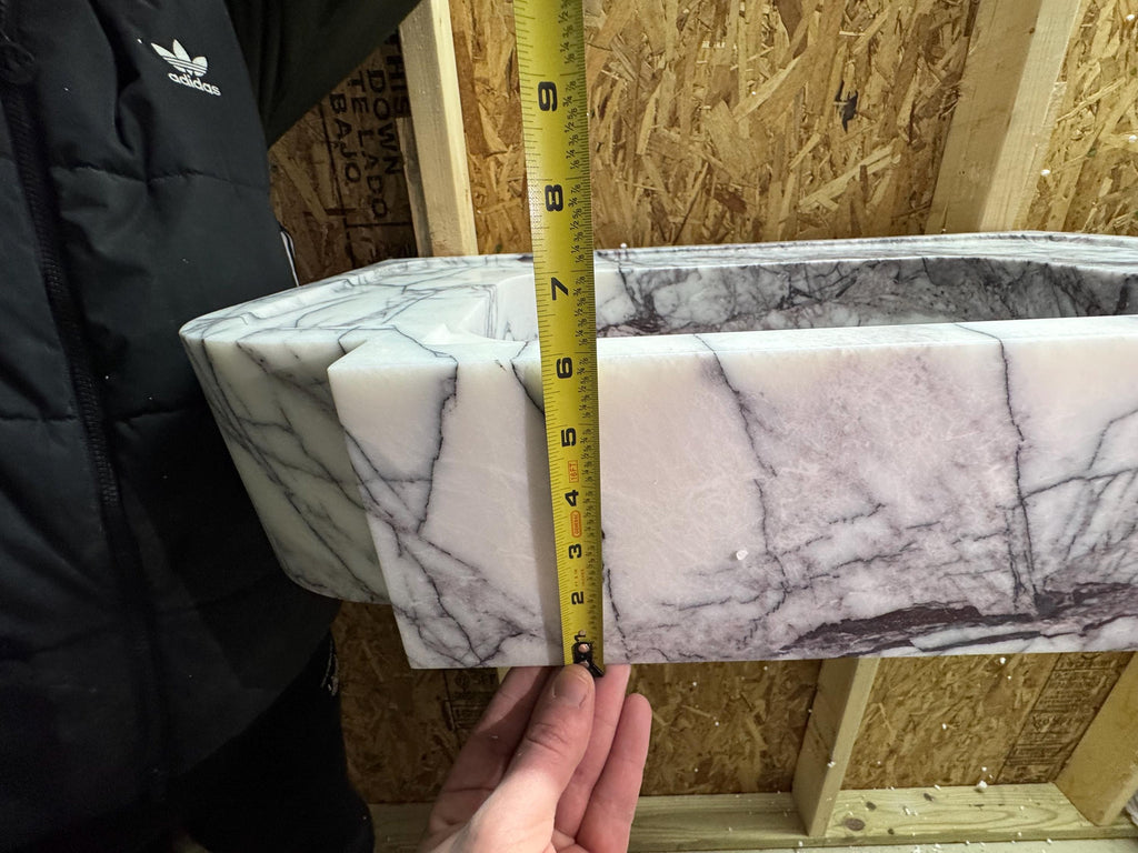 Handmade Lilac Marble Wall Mounted Sink: Modern Bathroom Design (28"x15,7"x6")