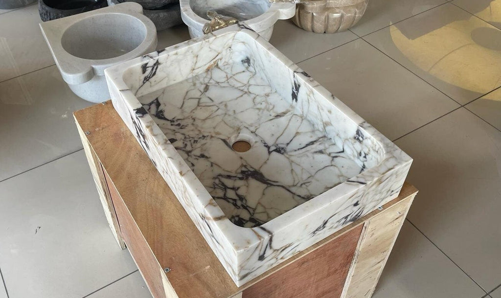 Calacatta Viola Marble Floating Sink: Bathroom Vanity (24''x16''x5'')