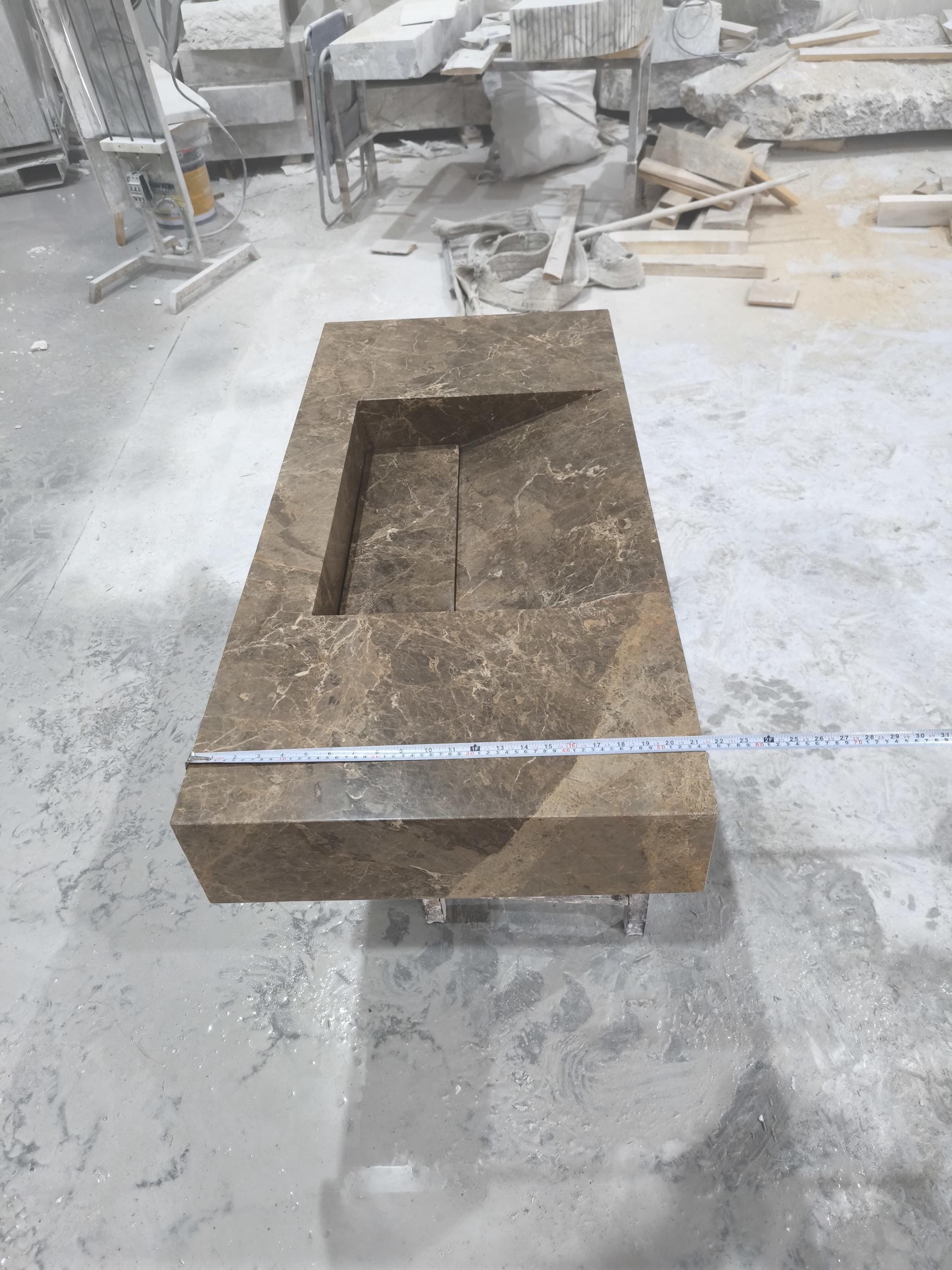 Complete Handmade Emperador Integrated Sink ,  Marble Sink: Custom Natural Stone Washbasin