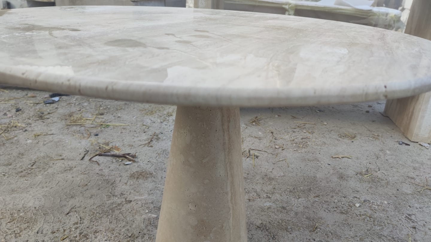 Vintage Travertine Plinth Coffee Table: Custom Natural Stone End Table