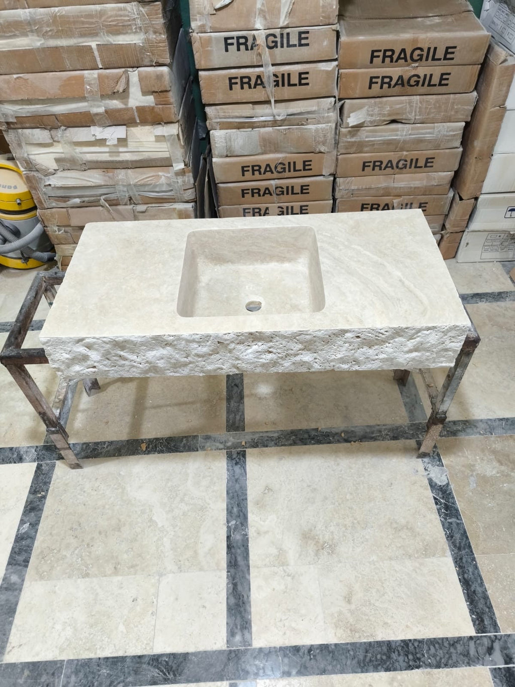 Handmade Travertine Marble Sink: Wall Mounted Natural Stone Washbasin