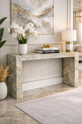 Handcrafted Green Marble Console Table: Luxury Plinth Decor