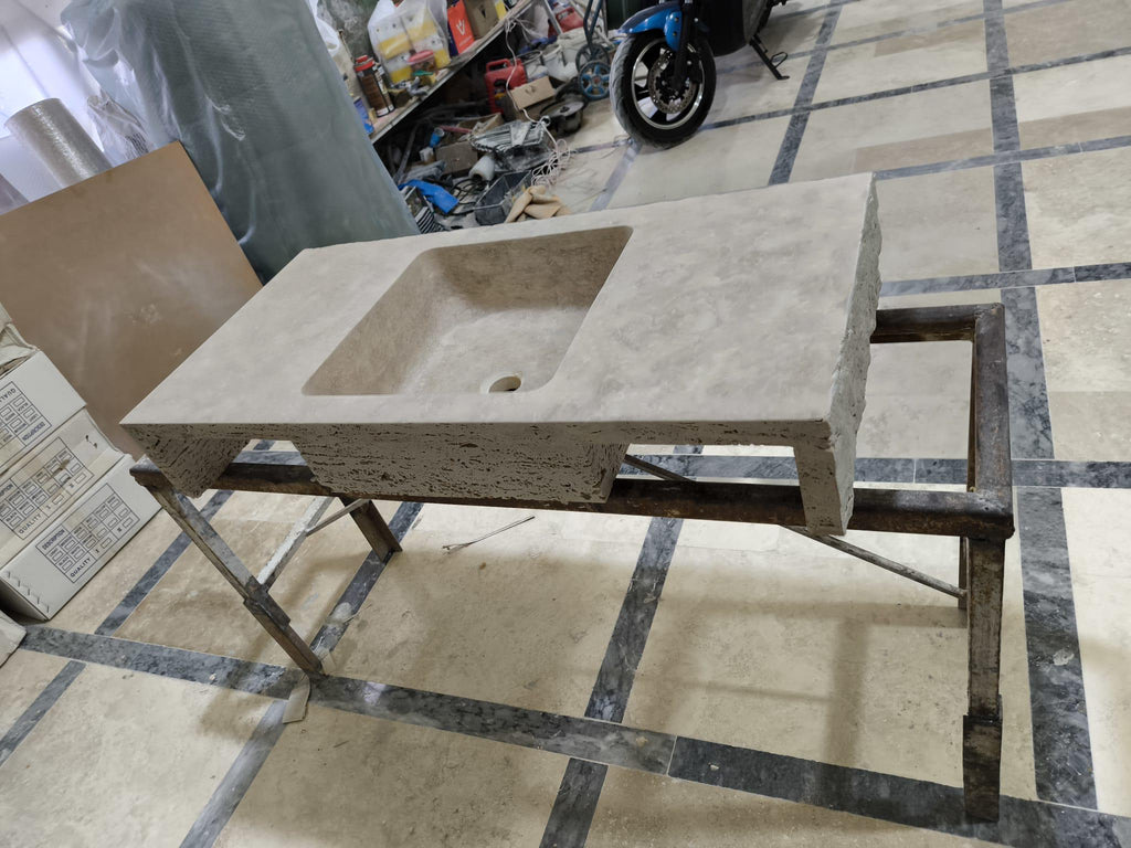 Natural Travertine Stone Sink, Bathroom Vanity, 25”x19”