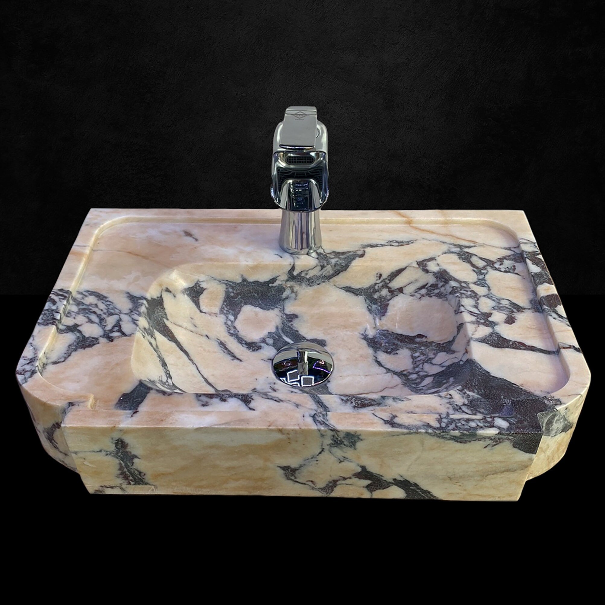 Calacatta Viola Marble Sink: Hand Carved Natural Stone Washbasin