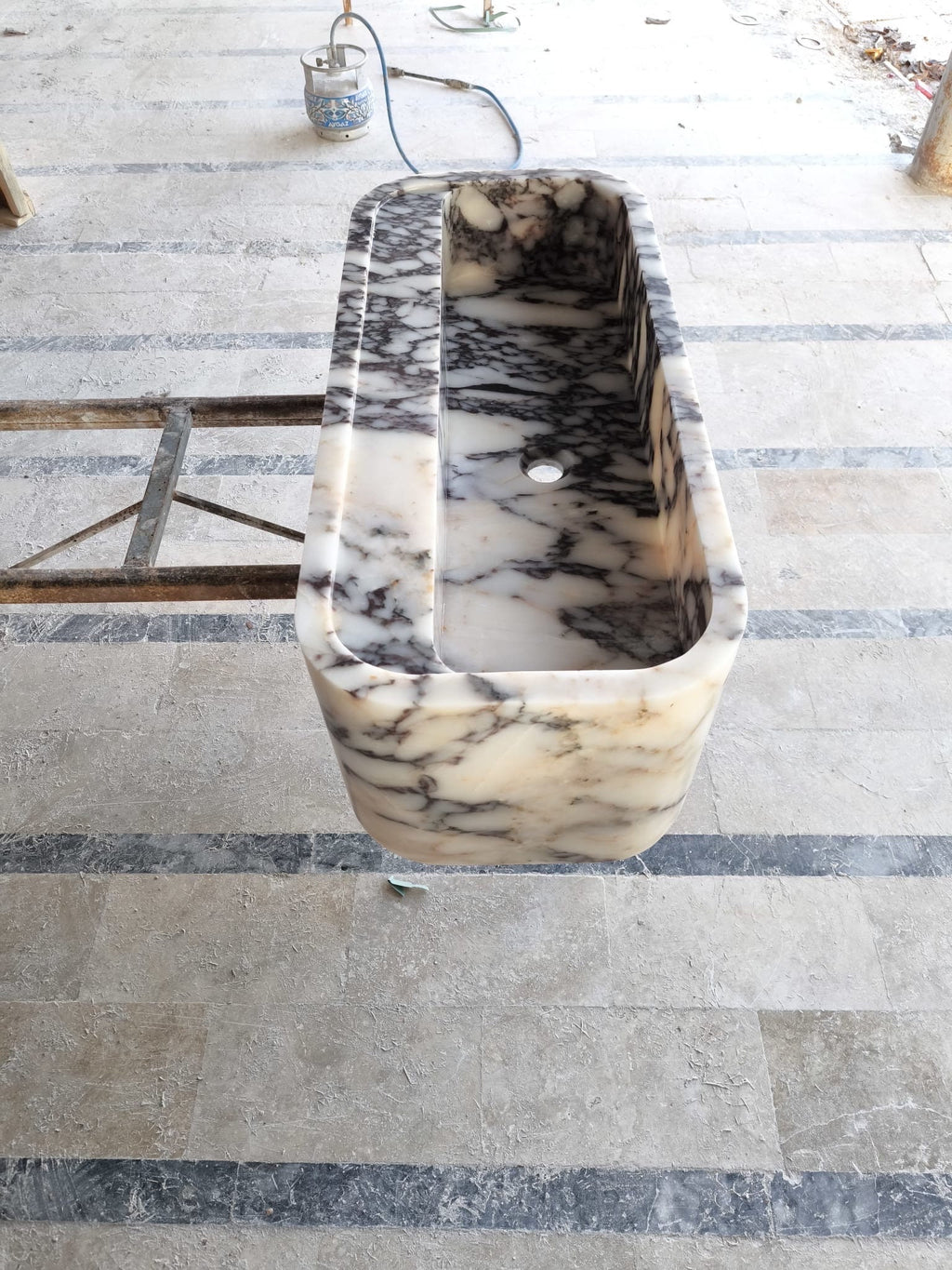 Alacatta Viola Marble Wall Sink: Handcrafted Natural Stone Basin