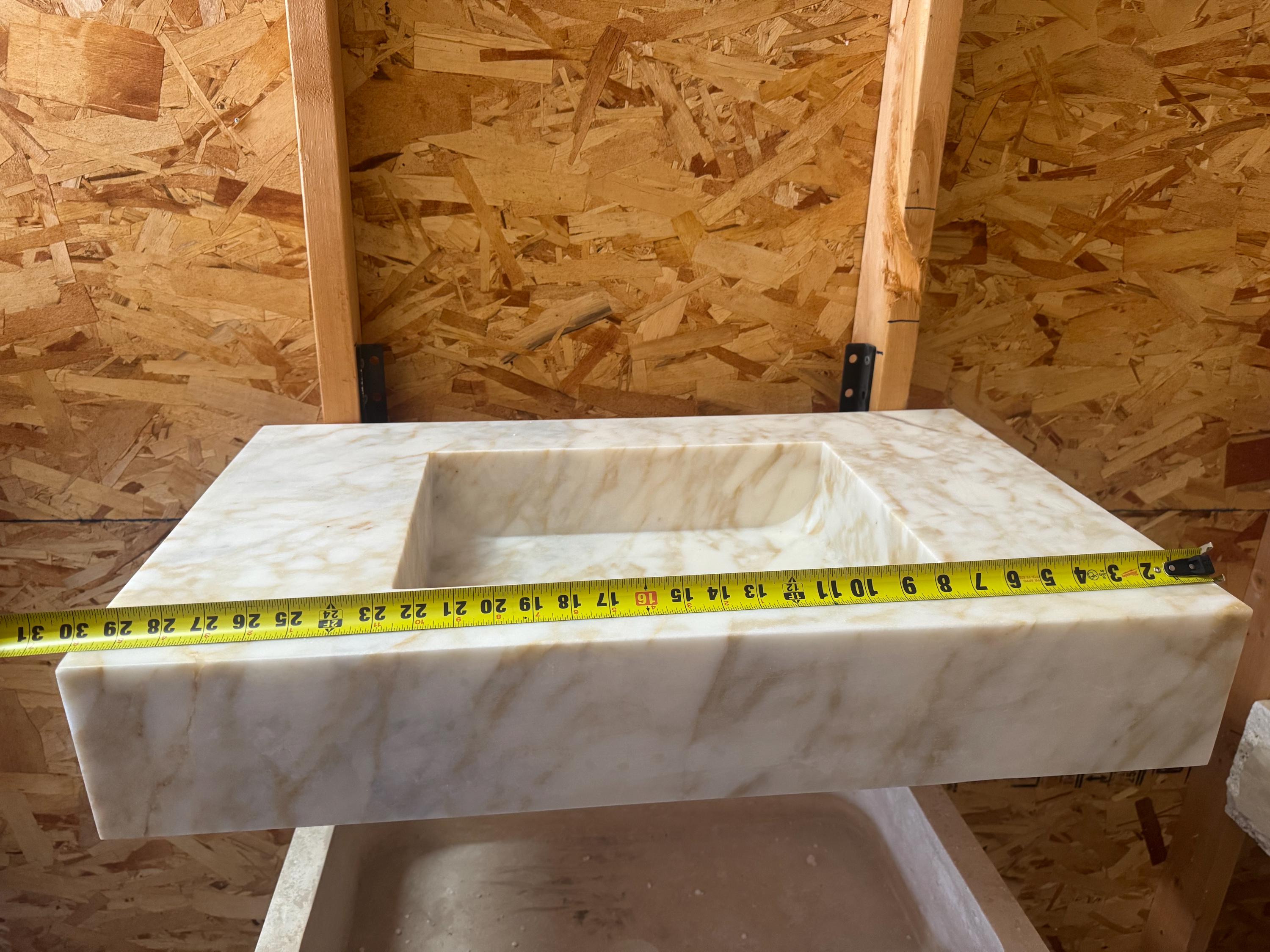 Handcrafted Calacatta Gold Marble Sink for Elena 30”x20”x6”