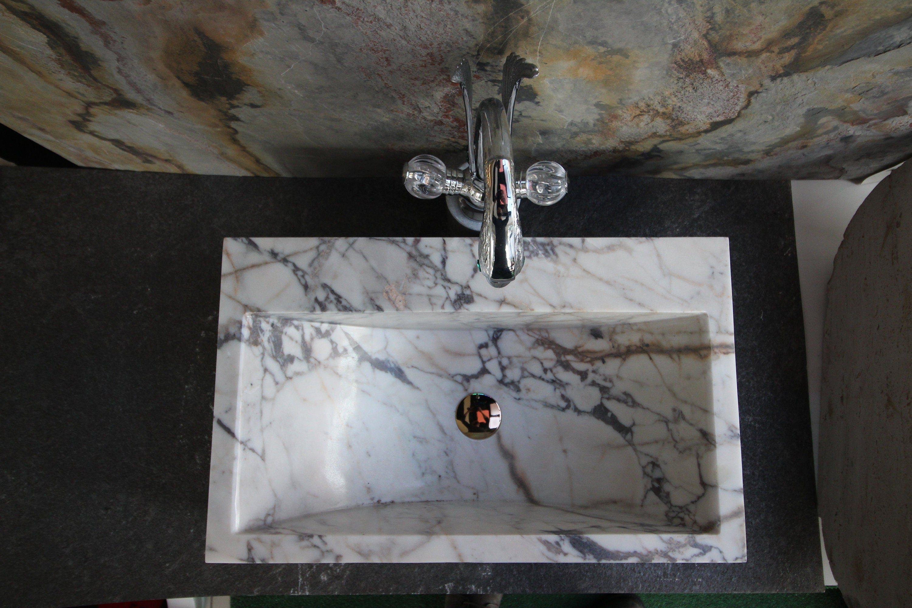 Calacatta Viola Marble Sink: Natural Stone Vanity Washbasin