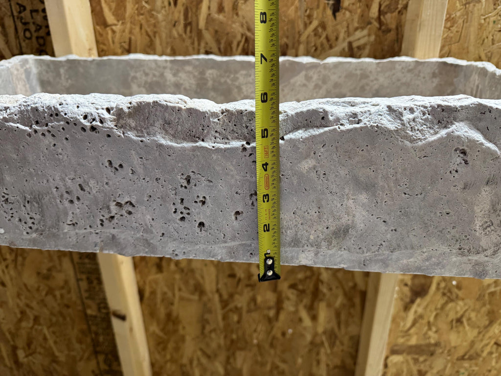 Handcrafted Silver Travertine Rectangular Sink: Natural Stone Washbasin