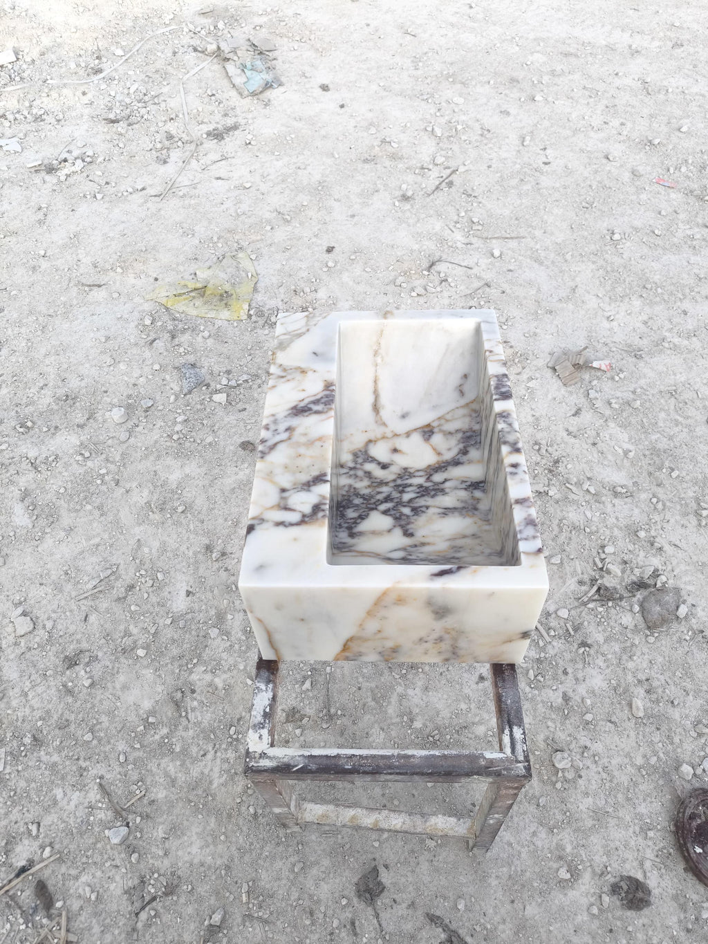 Calacatta Viola Marble Sink: Natural Stone Powder Room Washbasin