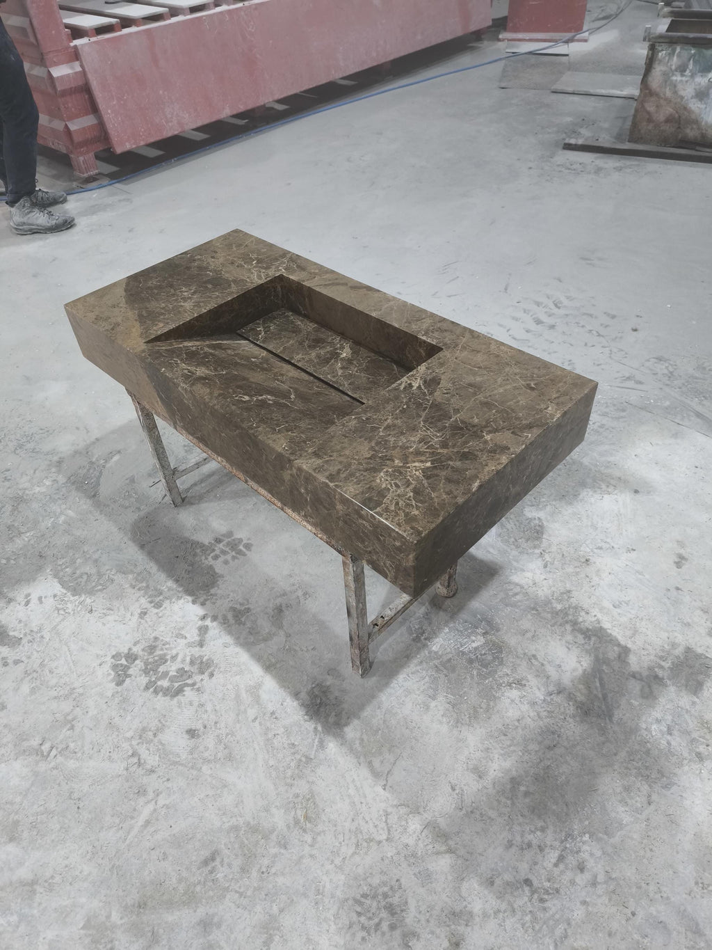 Complete Handmade Emperador Integrated Sink ,  Marble Sink: Custom Natural Stone Washbasin