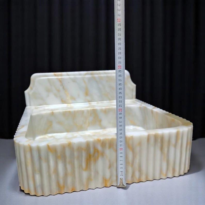 Calacatta Viola Marble Wall Mount Sink: Bathroom Vanity, Concealed Drain