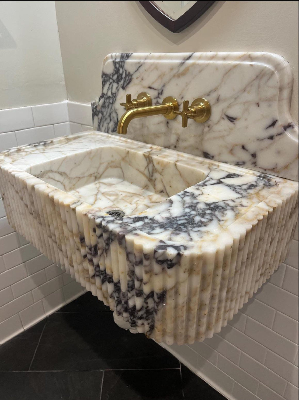 Calacatta Viola Project for Melissa  38”x18”x10” 10” backsplash