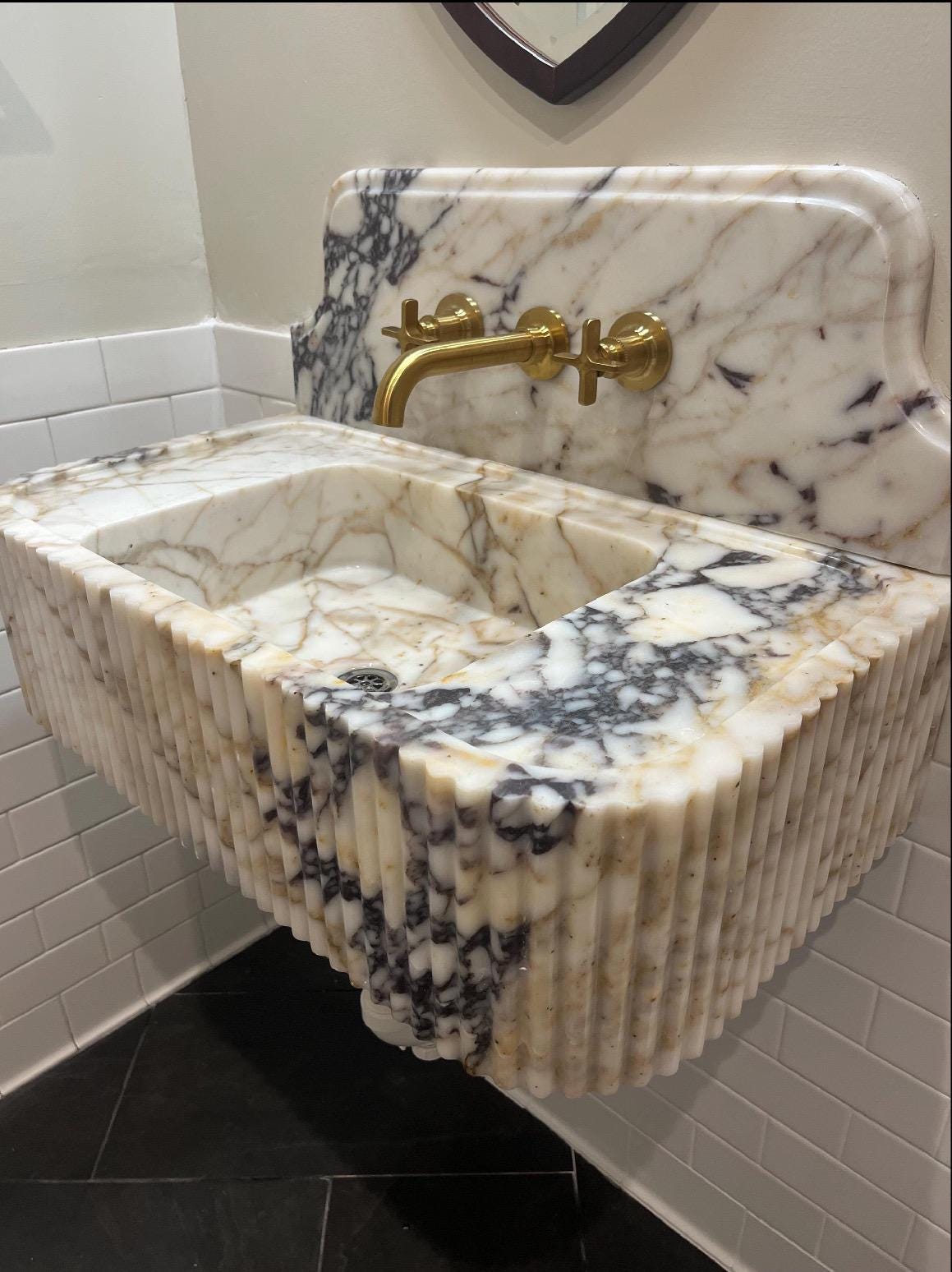 Calacatta Viola Project for Melissa  38”x18”x10” 10” backsplash
