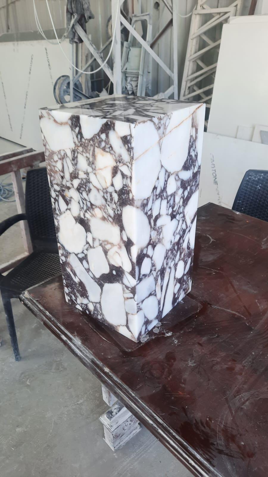 Calacatta Viola Marble Plinth Coffee Table: Pedestal Side Table