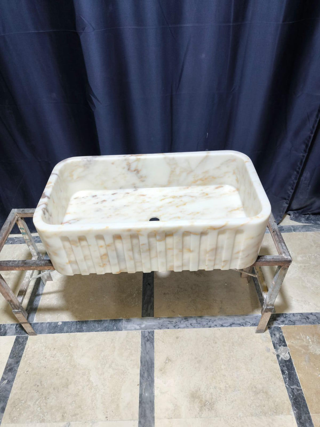 Handmade Calacatta Gold Marble Sink: Natural Stone Vessel Bathroom Vanity