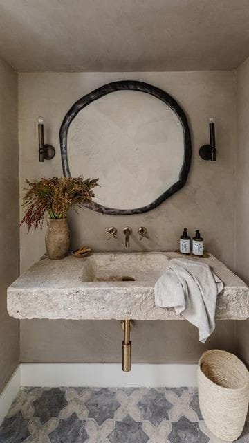 Custom Handmade Beige Travertine Sink Project  For Amy  30”x18”x6” 12” backsplash
