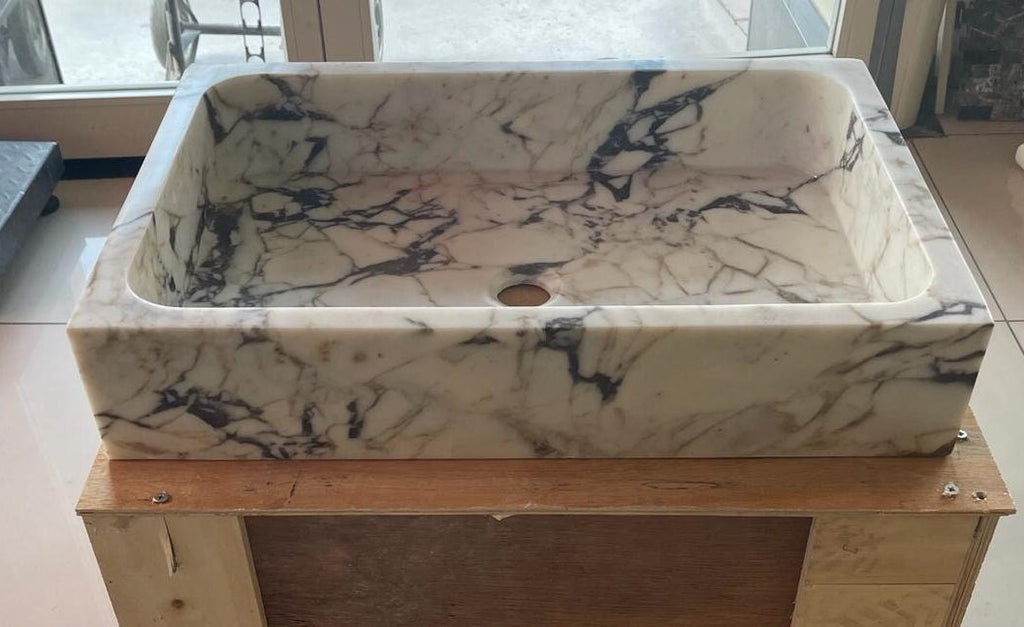 Calacatta Viola Marble Floating Sink: Bathroom Vanity (24''x16''x5'')