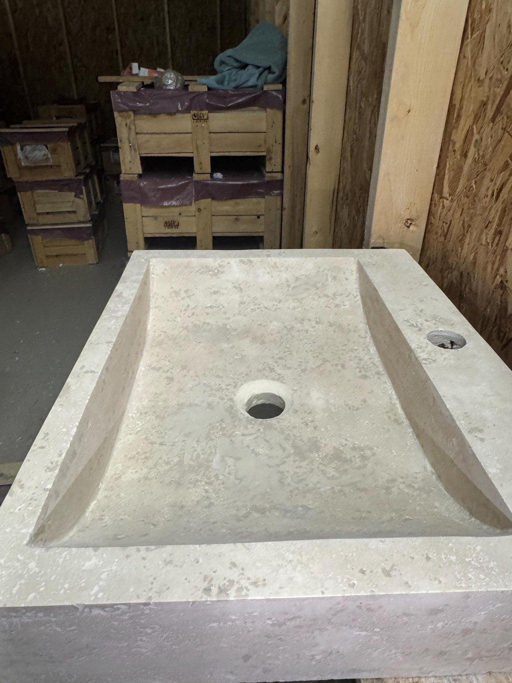 Travertine Bathroom Sink – Natural Stone Vanity – Mediterranean Rustic Design