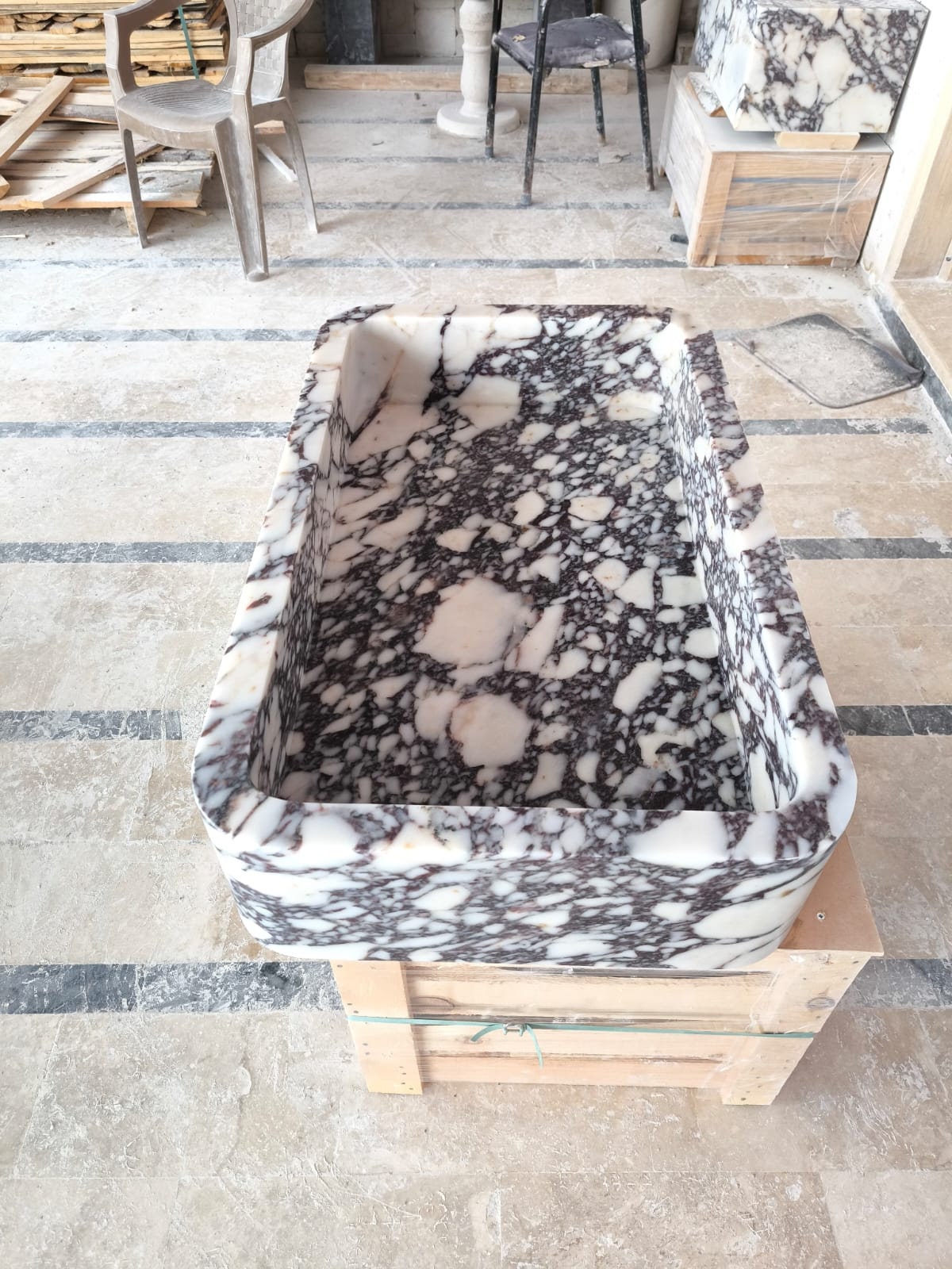 Handmade Calacatta Marble Wall Mount Bathroom Sink