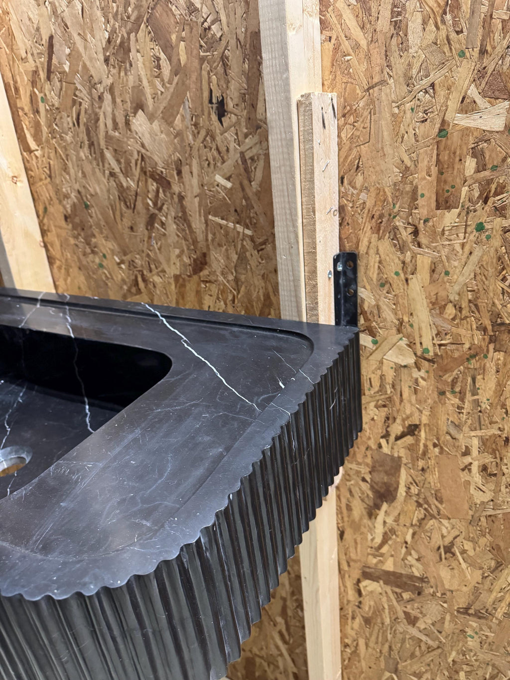 Nero Marquina Marble Wall Mount Sink: Modern Black Sink Basin