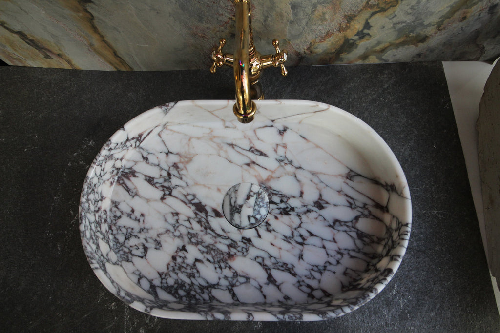 Calacatta Viola Marble Vessel Sink: Handcrafted Natural Stone Basin
