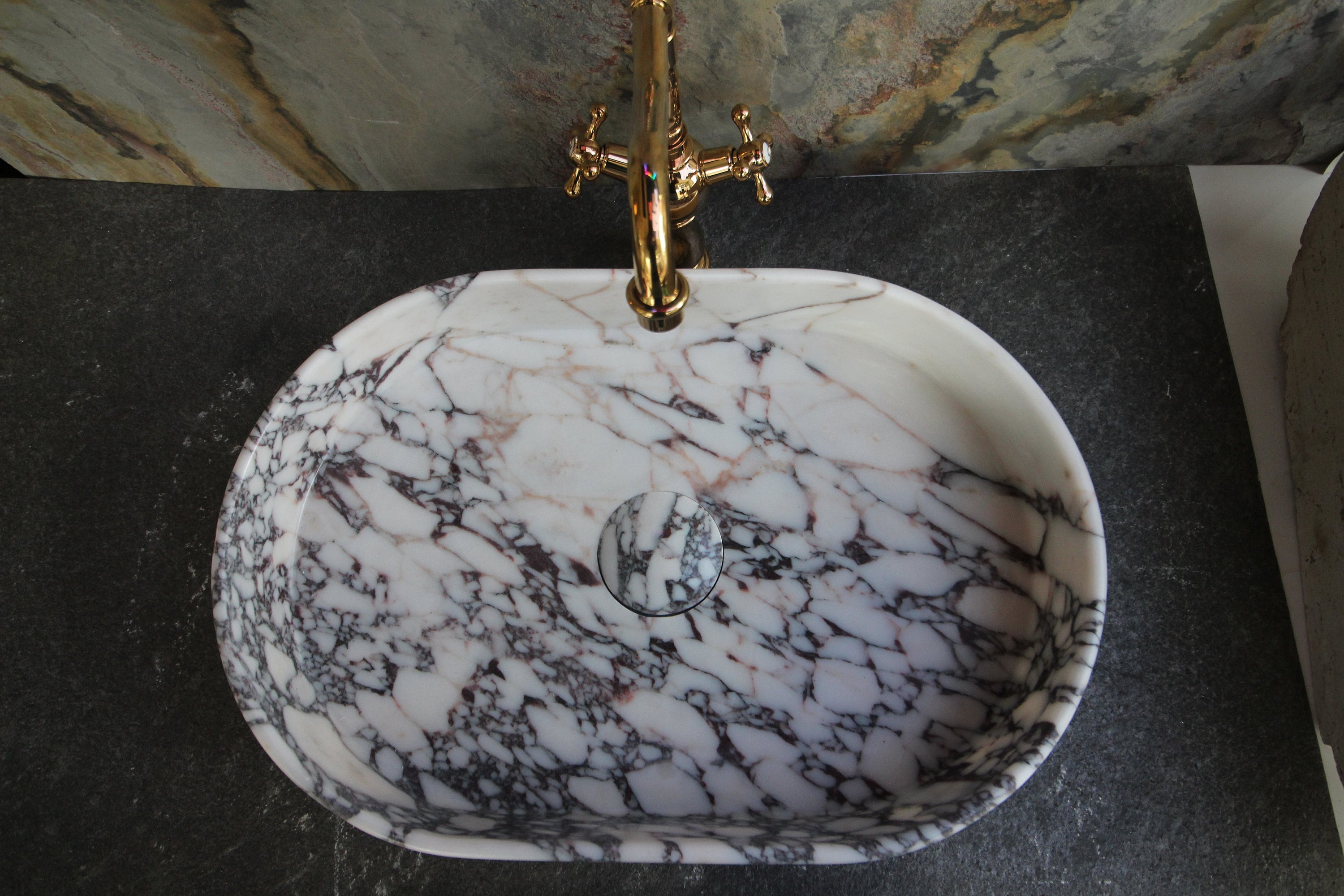Calacatta Viola Marble Vessel Sink: Handcrafted Natural Stone Basin