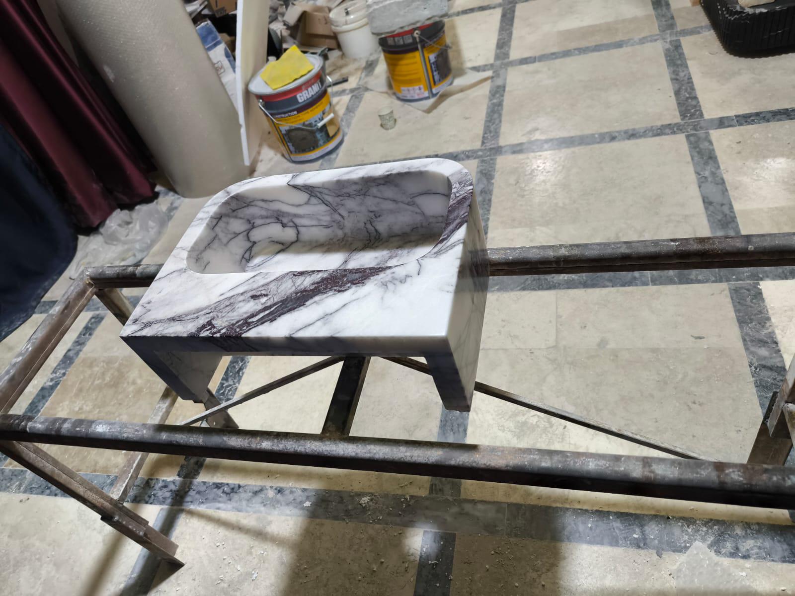 Handmade Lilac Marble Wall Mount Sink: Custom Washbasin