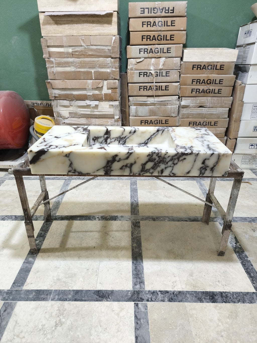 Calacatta Viola Marble Wall Mounted Sink: Handcrafted Natural Stone Basin