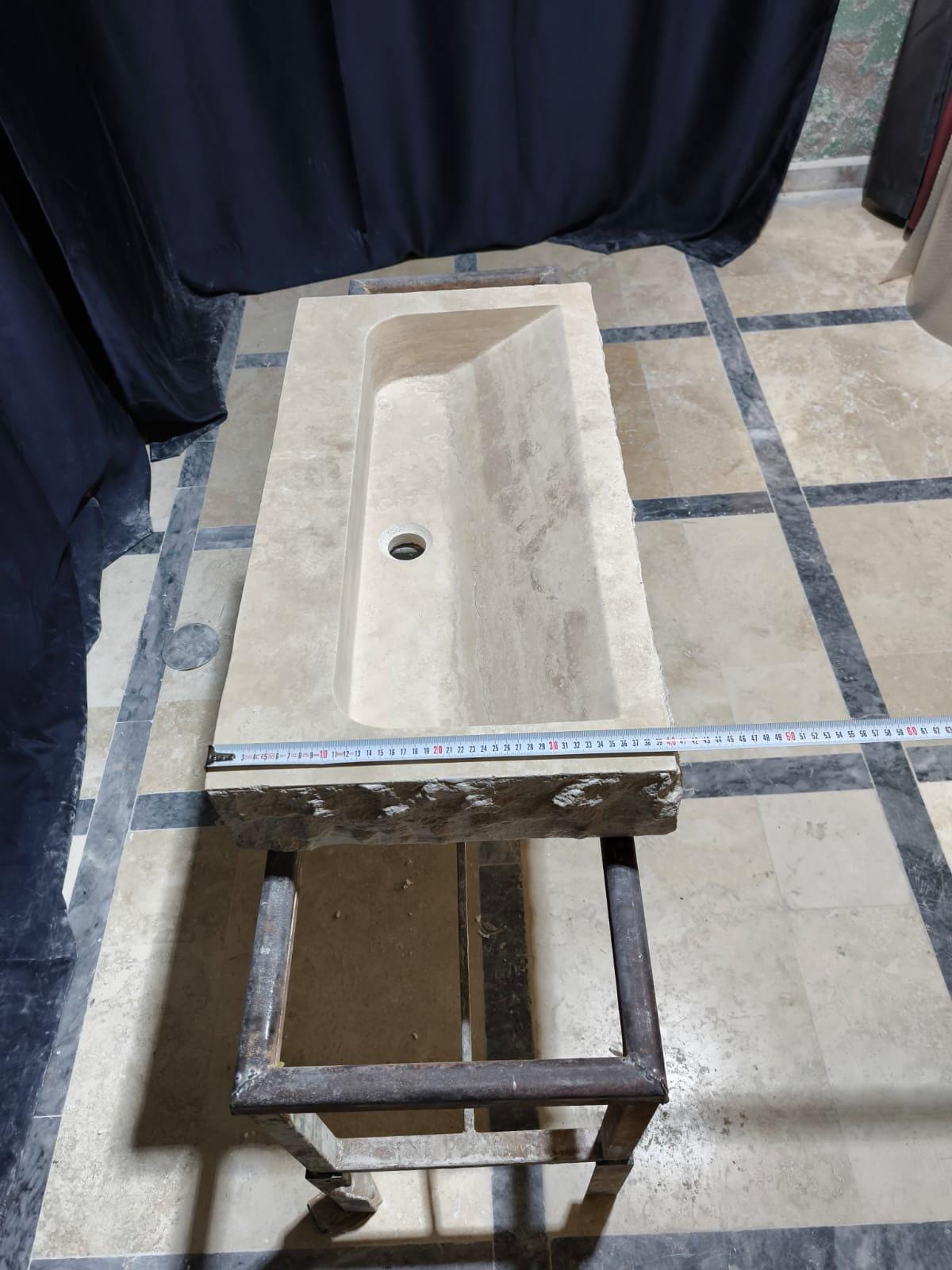 Custom Traverine sink for 30”x15x5.5” Chiseled Edge Stone Washbasin