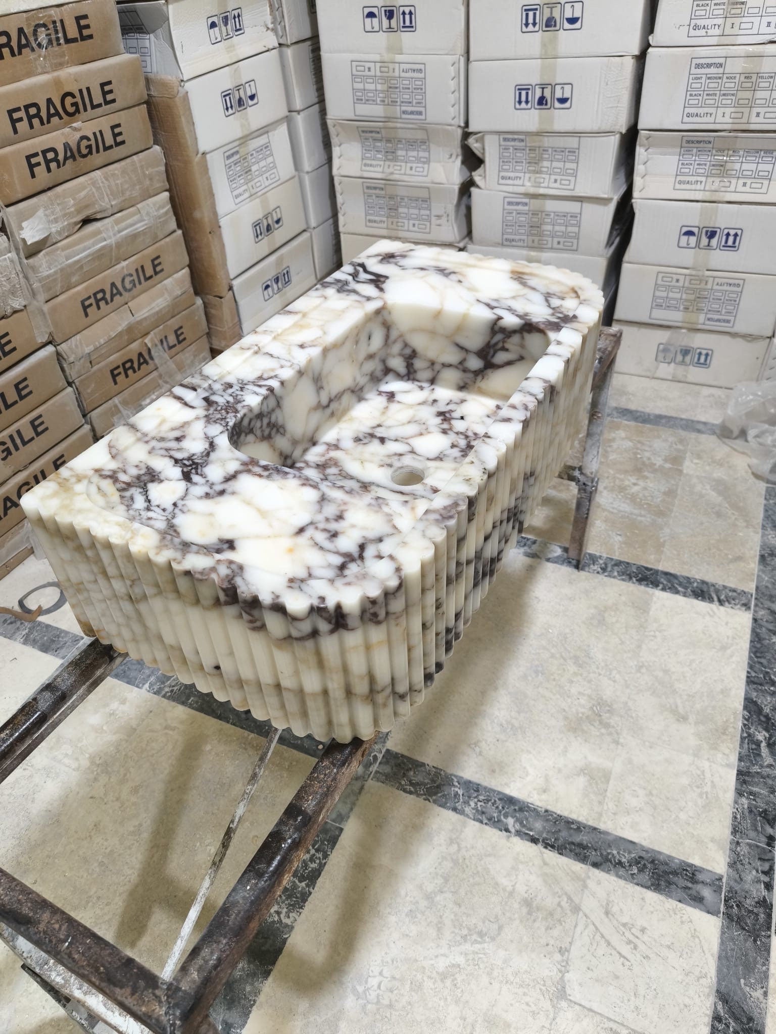 Custom Project for Sue 34"x21"x6" Viola Marble Deck mounted sink Including Wall bracktes