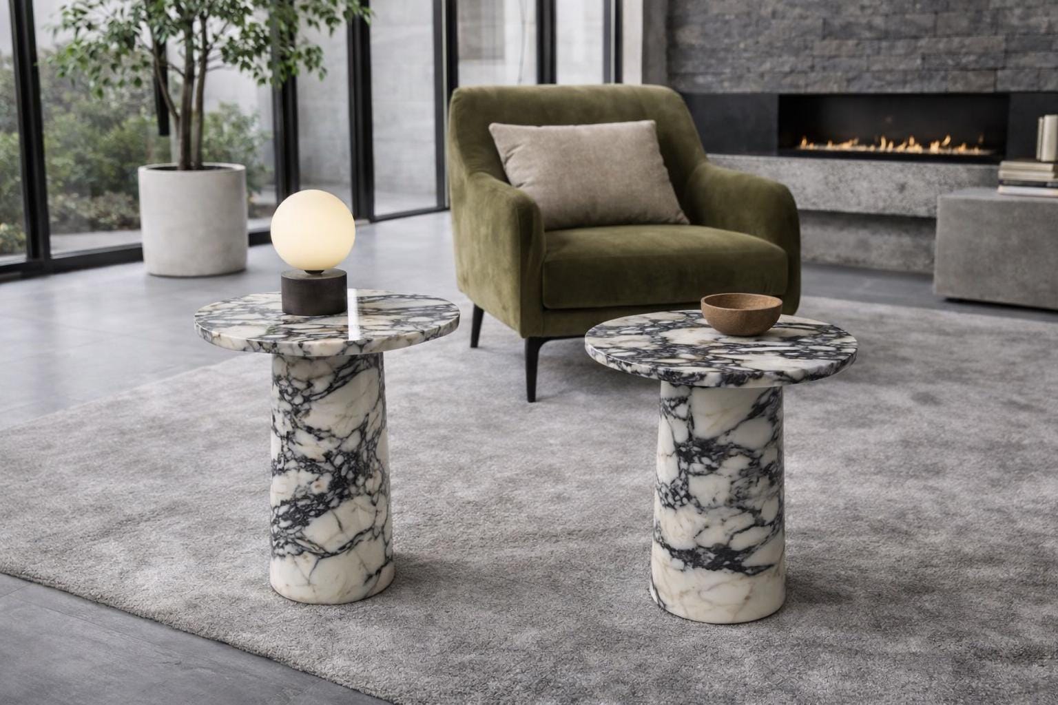 Calacatta Viola Marble table for  D23"xH24"