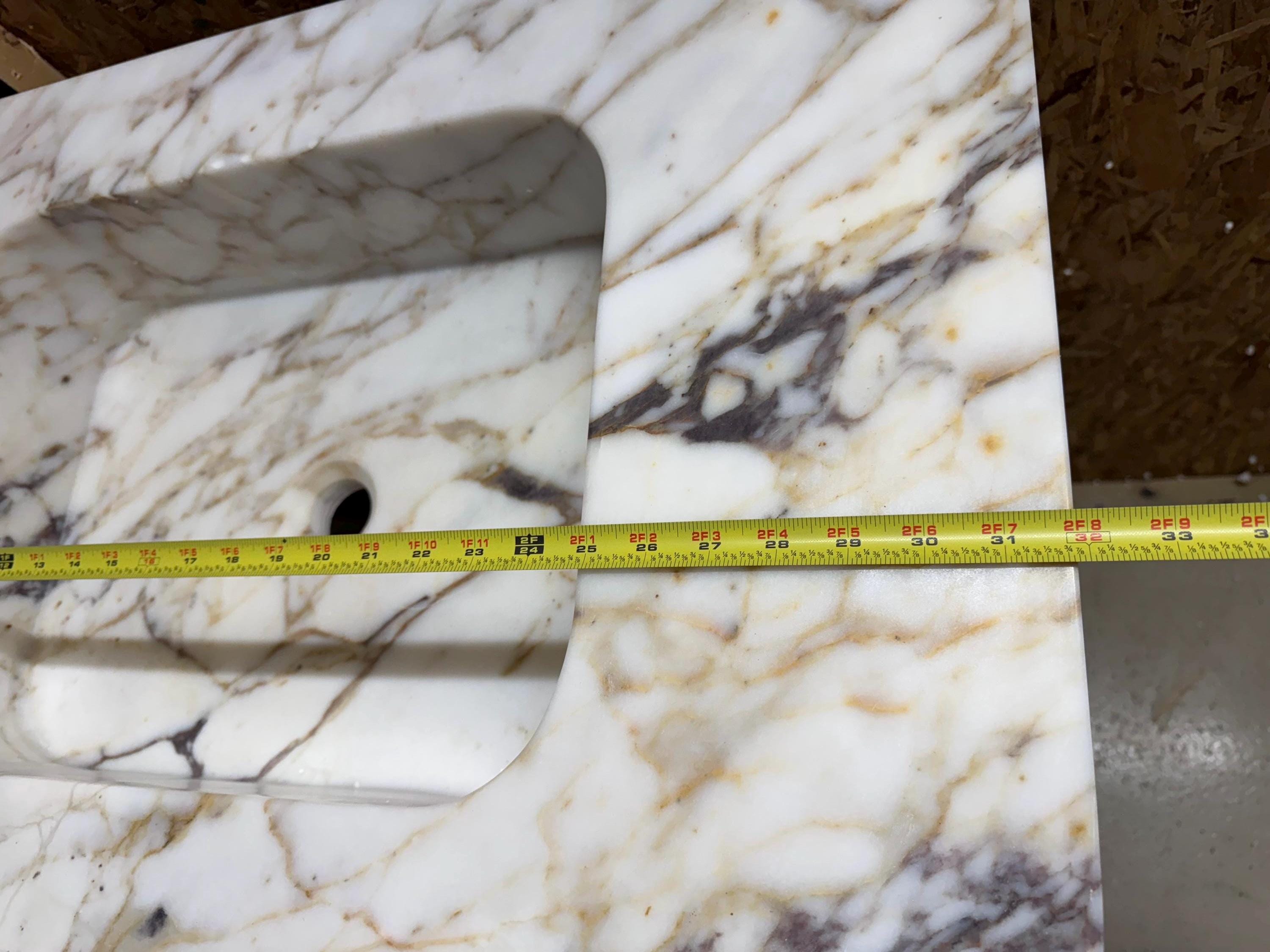 Calacatta Marble Wall Mount Bathroom Sink: Custom Powder Room Vanity
