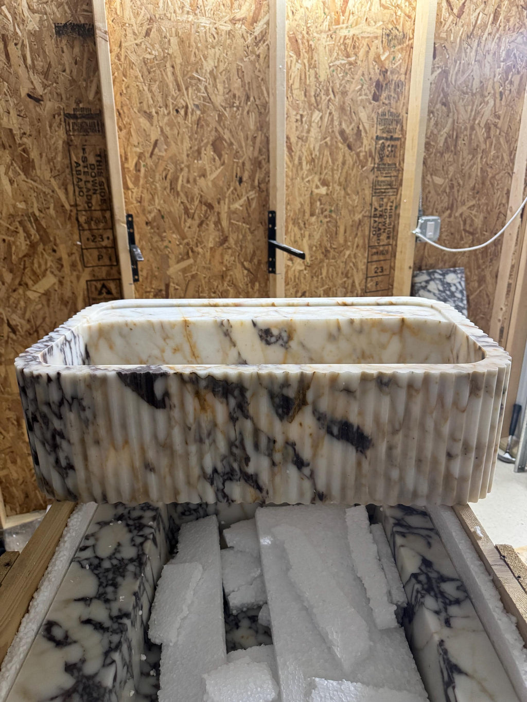 Calacatta Viola Marble Floating Sink: Bathroom Vanity, Powder Room