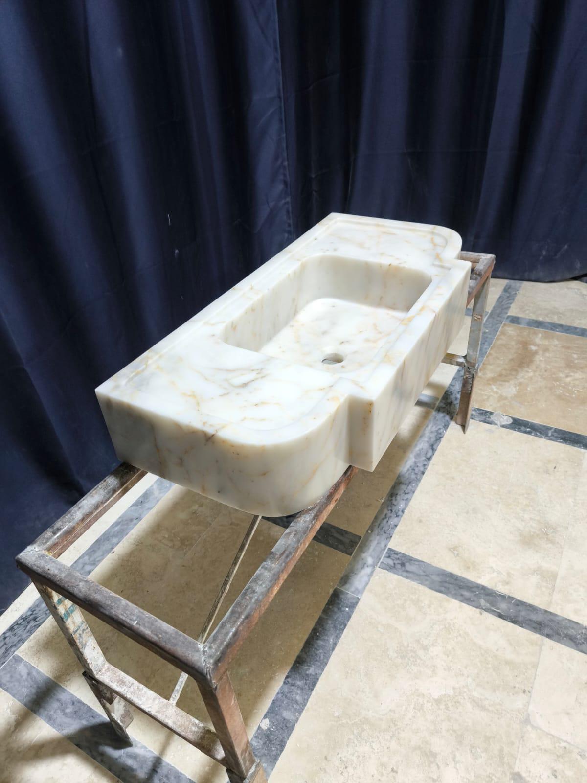 Handmade Calacatta Gold Marble Sink: Natural Stone Bathroom Design (30x15.7x6)