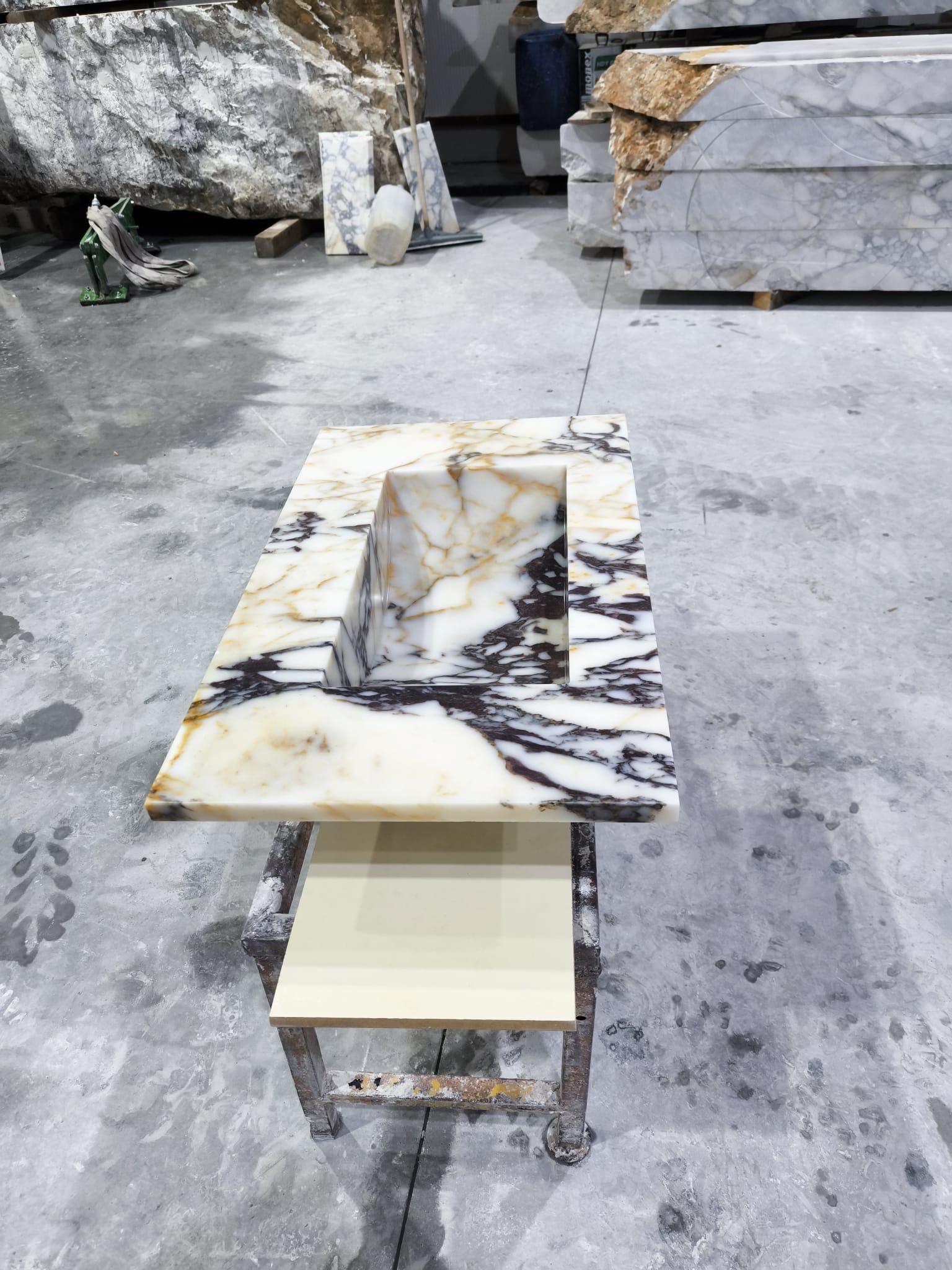 Calacatta Viola  Marble Vessel Sink: Handcrafted Natural Stone Bathroom Sink